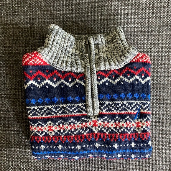 EUC Nautica Quarter Zip Knit Sweater Baby Boy 12M, Navy, Red, Gray - Picture 5 of 5
